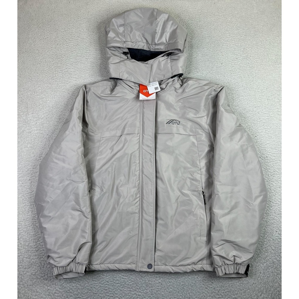 OTU Jacket Womens XL Gray Hooded Waterproof Insulated Ski Snow Fleece Lined